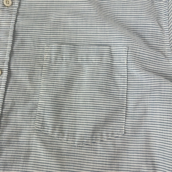 Patagonia Sz XXL Organic Cotton Blend Short Sleeve Blue/White Button Down Shirt - Picture 4 of 13